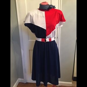 Vintage red white& blue dress